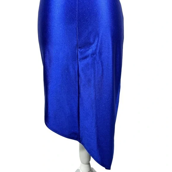 Fairy Grunge Y2k Asymmetric Faux Wrap Prom Cocktail Dress Juniors S Blue Shimmer - Picture 10 of 15